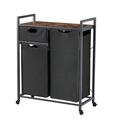 CG INTERNATIONAL TRADING Laundry Hamper w/ Drawer; 2 Laundry Sorter; w/ 2 Bags; 1 Storage Rack Cloth in Black | 35.8 H x 28.15 W x 13 D in | Wayfair