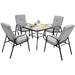 Costway 5 Pieces Outdoor Dining Set with 4 Stackable Chair and High-Back Cushions