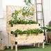 Outsunny 2 Tier Raised Garden Bed with Trellis, Wooden Elevated Planter Box with Legs and Metal Corners