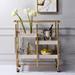 Rectangular Serving Cart with 3 Wooden Removable and Adjustable Trays