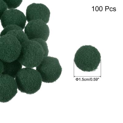 Pom Felt Balls Fabric 1.5cm 15mm for Craft Project DIY 100 Pcs - Dark Green