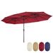 15x9ft Large Double-Sided Rectangular Outdoor Twin Patio Market Umbrella w/Crank-burgundy