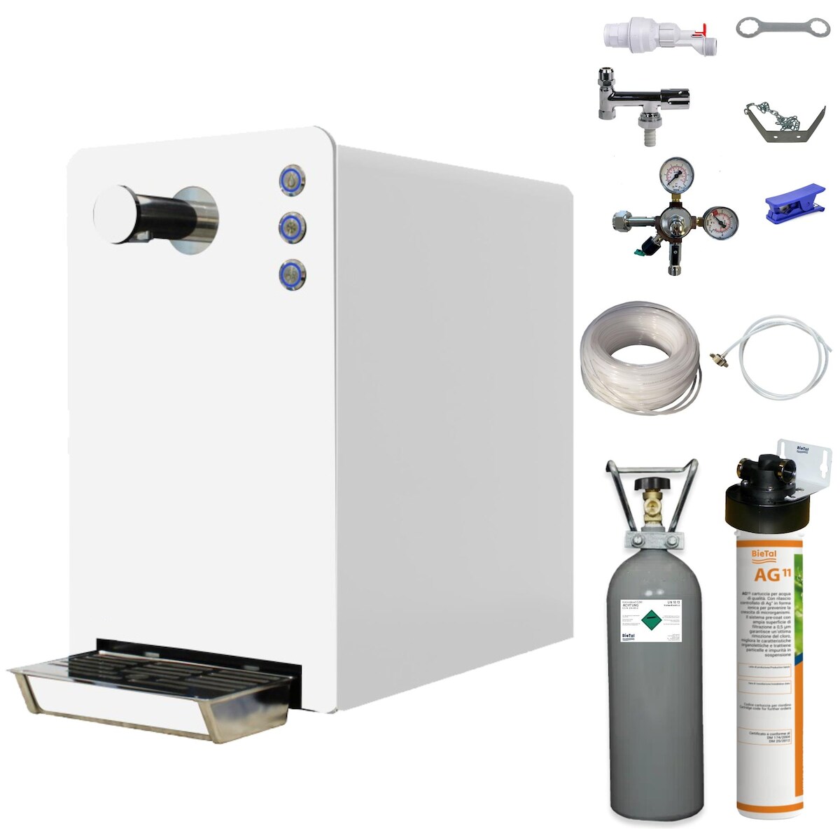 Tafelwasserzapfanlage Sprudelwassergerät BieTal® BT-30 SET weiss mit Filter Image