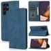 for Samsung Galaxy S23 Ultra Case PU Leather Case Vintage Wallet Case Book Folding Flip Case with Kickstand Card Holders Slots Magnetic Closure Protective Cover for Samsung Galaxy S23 Ultra Blue