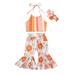 Arvbitana Toddler Baby Girl Clothes Sleeveless Crop Top Tank Top Flower Stripe Bell Bottoms Headband Boho Summer Clothes 3Pcs