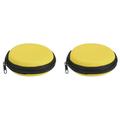 Portable Storage Carrying Bag Shockproof Yellow 3.15 x 1.18 Inch Round for Earbuds Pack of 2
