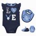 Newborn & Infant Navy/Light Blue Tampa Bay Rays Three-Piece Love of Baseball Bib Bodysuit Booties Set