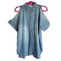 Michael Kors Dresses | Michael Kors Womens Blue Denim Cold Shoulder Button Up Blouse Size Large L | Color: Blue | Size: L