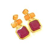 Kate Spade Jewelry | Kate Spade Purple Apricot Gold Toned Pierced Earrings | Color: Gold/Purple | Size: Os