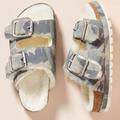 Anthropologie Shoes | J/Slides Lynx Shearling-Lined Slippers In Off White Camo | Color: Green/White | Size: 9