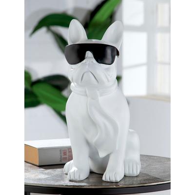Tierfigur CASABLANCA BY GILDE "Mops Cool Dog sitzend" Dekofiguren Gr. B/H/T: 18 cm x 35 cm x 24,5 cm, weiß Tierfiguren