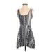Casual Dress - A-Line Scoop Neck Sleeveless: Black Aztec or Tribal Print Dresses - Women's Size X-Small
