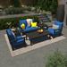 Highwood USA Bespoke Deep Seating Loveseat, Set Of Chairs, Conversation & (2) Outdoor Side Table Plastic in Blue/Black | Wayfair AD-DSLS08-CB-BKE