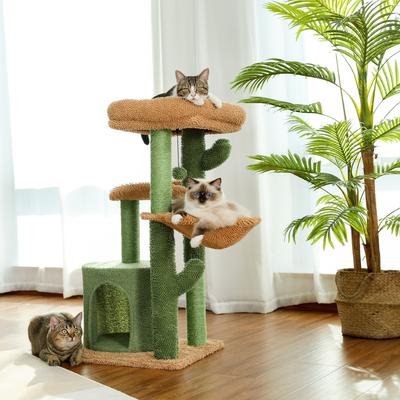 Cactus Cat Tree Cat Tower with Sisal Covered Scratching Post - 18.9''x11.8''x35.5''