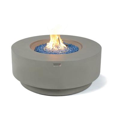 Elementi Plus Colosseo Outdoor Fire Pit Table Concrete Round 60000 BTU - 40.9 x 40.9 inches with Lid, Fire Glass, and Cover
