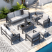 AECOJOY Aluminum Outdoor Furniture Set 7 Pieces Sectional Sofa Patio Conversation Set - Light Gray