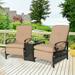 Ulax Furniture 3 Pieces Outdoor/Indoor Metal Recliner Conversation Set with Cushions Beige