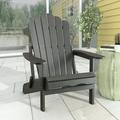 HomeSeason Modern Coastal Folding Poly Resin Plastic Outdoor Patio Adirondack Chair Dark Gray