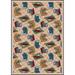 Joy Carpets 1461D-04 Kaleidoscope Fabulous Fifties Rectangle Whimsical Area Rugs 04 Beige - 7 ft. 8 in. x 10 ft. 9 in.