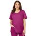 Plus Size Women's Scoopneck Scrub Top by Comfort Choice in Raspberry (Size L)