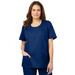 Plus Size Women's Scoopneck Scrub Top by Comfort Choice in Evening Blue (Size 2X)