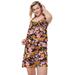 Plus Size Women's Tank Overlay Knit Romper by ellos in Black Pink Print (Size 30/32)