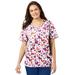 Plus Size Women's Scoopneck Scrub Top by Comfort Choice in White Heart (Size 3X)