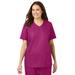 Plus Size Women's V-Neck Scrub Top by Comfort Choice in Raspberry (Size 3X)