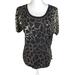 Michael Kors Tops | Michael Kors Gold Sequined Blouse Size Medium Petite | Color: Black | Size: Mp