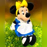 Disney Toys | Disney Exclusive Nwt Vtg 90s Minnie Mousse As Alice In Wonderland Bean Bag Plush | Color: Blue/White | Size: 8”