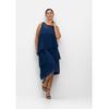 Cocktailkleid SHEEGO "Große Größen", Damen, Gr. 48, Normalgrößen, blau, Obermaterial: 100% Polyester;Futter: 100% Polyester, unifarben, elegant, figurumspielend knieumspielend, Rundhals, ohne Ärmel, Kleider Partykleid, im Layerlook, mit Pailletten
