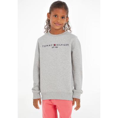 Sweatshirt TOMMY HILFIGER "ESSENTIAL SWEATSHIRT", Jungen, Gr. 3/98, grau (grau, meliert), Obermaterial: 100% Baumwolle, bestickt, Basic schmal, Rundhals, Rippbündchen, Sweatshirts, Kinder Kids Junior MiniMe,für Jungen und Mädchen Image