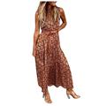 VBARHMQRT Female Black Dresses for Women Party Long Women s Round-Neck New Bohemian Style Waist Printed Long Skirt Dress Spring Dresses for Women 2024 Wedding Guest Long Womens Summer Dresses