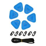 MoreChioce 6PCS Stainless Steel D-ring Patch Heavy Duty SUP Bungee Deck Rigging Kit with 2.5m Elastic Rope for PVC Inflatable Boat Kayak Canoe Deck Accessories Blue