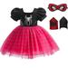 Girls Spiderman Cosplay Dress Halloween Party Costume with Eyemask