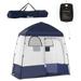 Outsunny Shower Tent Pop Up Privacy Shelter for Camping Dressing Changing Room Portable Instant Outdoor Shower Tent Enclosure w/ 2 Rooms Shower Bag Floor and Carrying Bag Blue