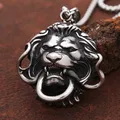 Collier avec pendentif en forme de roi Lion pour hommes en acier inoxydable style Punk Hiphop