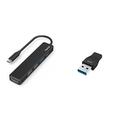 Hama USB C Hub, 5 Anschlüsse, schwarz & USB C Adapter, USB A Stecker auf USB C Buchse (Zum Verbinden von PC, Laptop, MacBook, Tablet mit USB-C-Kabel oder USB-C-Hub)