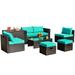8PCS Patio Rattan Furniture Set Space-Saving Storage W/ Cushion