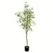 Vickerman 72" Artificial Potted Milan Leaf Tree in Black Planters Pot.