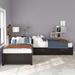Modern Twin Size L-shaped Platform Bed with Trundle and Drawers Linked with built-in Desk