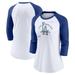 Women's Nike White/Royal Los Angeles Dodgers Next Up Tri-Blend Raglan 3/4-Sleeve T-Shirt