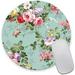 Armanza Mouse Pad Mint Floral Teal Mouse Pad Washable Round Mousepad with Lycra Cloth Non-Slip Rubber Base Small Wireless Mouse Pads for Office Laptop