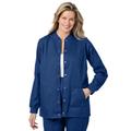 Plus Size Women's Snap Front Scrub Jacket by Comfort Choice in Evening Blue (Size 3X)