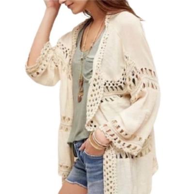 Anthropologie Sweaters | Anthropologie Evelyn K Women’s Open Front Boho Crochet Kimono Cream Size | Color: Cream | Size: M/L