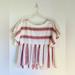 American Eagle Outfitters Tops | American Eagle Striped Short Sleeve Blouse Size Xs | Color: Cream/Red | Size: Xs