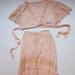 Free People Skirts | Free People Peach Two Piece Maxi Skirt + Oversized Crop Top Set - Size Xs | Color: Cream/Pink | Size: Xs
