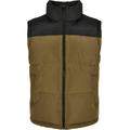 Jerseyweste URBAN CLASSICS "Urban Classics Herren Block Puffer Vest", Herren, Gr. S, grün (schwarz, tiniolive), 100% Polyester, Rundhals, Westen