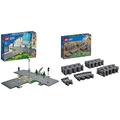 LEGO 60304 City Straßenkreuzung mit Ampeln, Bauset mit im Dunkeln leuchtenden Steinen & 60205 City Schienen, 20 Stück, Erweiterungsset, Kinderspielzeug