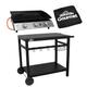 Dellonda 3 Burner Portable Gas Plancha 7.5kW BBQ Griddle, Stainless Steel, Supplied with Water Resistant Cover & Trolley - DG250